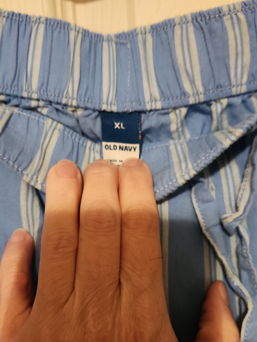 Old Navy Light Blue Striped Cotton Lounge/Sleep Pants. Wide leg. Draw String